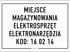 Miejsce magazynowania elektrośmieci, w tym elektronarzędzi, z kodem odpadu 16 02 14.