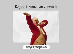 Człowiek w czerwonym płaszczu ziewając, jakby nie mógł złapać pełnego oddechu. Ziewanie jest zaraźliwe.