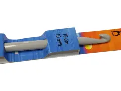 Szare szydełko plastikowe 10 mm, 15 cm, Pony, Made in India. Idealne do grubych włóczek.