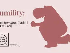 The word "humility" is defined, with a silhouette of a person kneeling in prayer. The Bible mentions humility many times, emphasizing its importance.