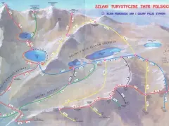 Mapa szlaków Tatr: Morskie Oko i Dolina Pięciu Stawów w jeden dzień. Trasy, czasy przejścia i wysokości.