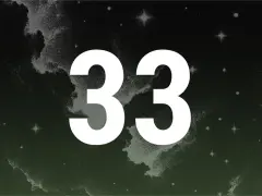 Gwiezdne niebo z liczbą 33. Numerologiczna 6 z 33, symbolizująca mistrzowskie liczby.