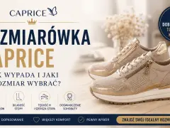 Złote sneakersy Caprice. Tabela rozmiarów pomoże dobrać idealny rozmiar, np. rozmiar 42 5 ile to cm, dla większego komfortu.