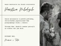 Gratulacje dla Państwa Młodych! Niech Wasza wspólna podróż będzie pełna miłości i radości. Wszystkiego najlepszego na nowej drodze życia!