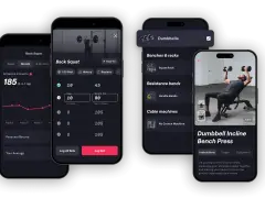 Gratis gym app visar träningsstatistik, övningsinstruktioner och loggning av set.