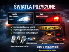 Światła postojowe i pozycyjne: białe z przodu, czerwone z tyłu. Używaj ich w tunelu i podczas postoju. Dbaj o widoczność!