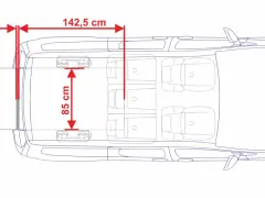 Wymiary VW Caddy Long: 135 cm (ładunek), 142,5 cm (długość przestrzeni bagażowej), 85 cm (szerokość między nadkolami).