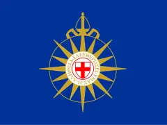 Symbol z krzyżem św. Jerzego i greckim napisem, symbolizujący kościół anglikański.
