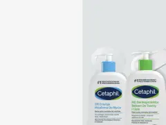 Dwa produkty Cetaphil: emulsja micelarna i balsam do twarzy i ciała, rekomendowane przez dermatologów.
