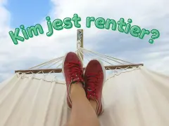 Kim jest rentier? Stopy w czerwonych trampkach odpoczywają na hamaku pod błękitnym niebem.