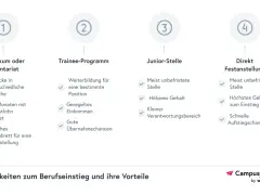 Berufseinstieg: Praktikum, Trainee, Junior-Stelle, Direkt. Was kommt nach Master? Hier sind die Wege zum Erfolg.