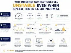 Jitter, czyli wahania opóźnień, to jeden z czynników wpływających na niestabilność internetu, mimo dobrych wyników testów prędkości.