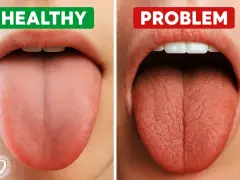 Zdrowy język vs. język z kserostomią. Suchość w ustach (kserostomia co to) objawia się zmianą wyglądu języka.