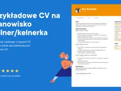 Przykładowe CV na stanowisko kelnerka. Ewa Kowalska, energiczna i entuzjastyczna kelnerka z 3-letnim doświadczeniem, prezentuje swoje umiejętności.