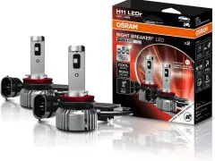 Dwa nowoczesne światła przeciwmgielne przednie LED OSRAM Night Breaker LED Smart ECE w opakowaniu.