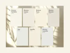 Carta de colores NCS blancos: Branco Perfeito, Creme, Puro, Nuvem, Sea, Vanilla y Camélia.
