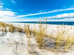 Piasek, trawy morskie i błękitne niebo nad Bałtykiem – to jedne z najpiękniejszych plaż w Polsce.