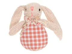 En söt påskhare med rutig klänning och blommig scarf, redo för påskhare bus.
