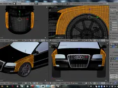 Program do projektowania samochodów 3D, widok siatki Audi A8 w Blenderze.