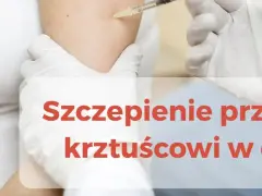 Rękawiczki medyczne zakładane do podania szczepienia przeciw krztuścowi w ciąży.