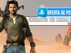 Nathan Drake, con un rifle al hombro, posa en un desierto. Oferta de PS Store: Uncharted: The Nathan Drake Collection.