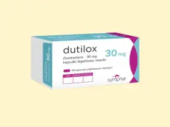 Opakowanie leku Dutilox z duloksetyną 30 mg, 56 kapsułek dojelitowych.