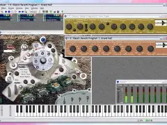 Ein Bildschirm mit einem kostenlosen VST-Host, der verschiedene Audio-Effekt-Plugins wie Reverb und Delay anzeigt.