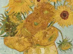 Un bouquet de tournesols éclatants dans un vase, œuvre d'un peintre post impressionniste. Les textures vibrantes et les couleurs chaudes évoquent la lumière du sud.