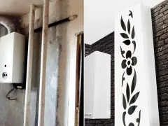 Jak ukryć piecyk gazowy? Elegancka szafka z ozdobnym frontem skutecznie maskuje nieestetyczne elementy.