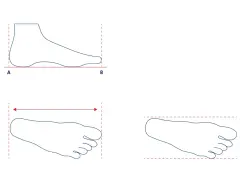 Guía para elegir tu talla Mizuno: mide tu pie de largo y ancho para saber si necesitas talla grande o pequeño.