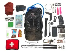 Essential mtb must haves for any adventure: backpack, pump, tools, spare tube, first aid, map, and snacks.