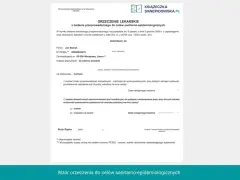 Orzeczenie lekarskie do celów sanitarno-epidemiologicznych, z danymi Jana Nowaka na stanowisku kucharza.