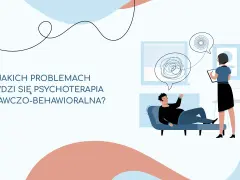 Terapia CBT pomaga uporządkować myśli. Pacjent leży na kozetce, a terapeuta notuje.