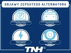 Objawy zepsutego alternatora: szybkie rozładowywanie akumulatora, kontrolka ładowania, niskie napięcie, nagłe gaśnięcie silnika.