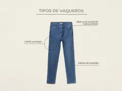 Pantalón vaquero de corte ajustado, hecho de mezcla de algodón con elastano.