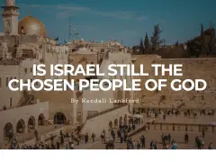 The Western Wall in Jerusalem, with text asking "Is Israel God's Chosen People.