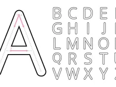 Fichas de letras mayúsculas para aprender a trazar el abecedario completo, desde la A hasta la Z.