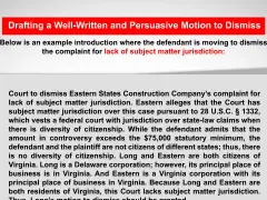 Motion to dismiss a complaint due to lack of subject matter jurisdiction, citing diversity of citizenship issues.