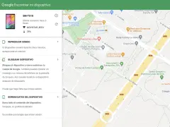 Pantalla de "Encontrar mi dispositivo" de Google. Muestra un tablet SM-T510 y un mapa. ¡No encuentro mi móvil!