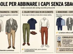 Guida allo styling maschile: 3 regole per abbinare capi con stile. Esempi di look maschili con giacche, pantaloni e camicie.