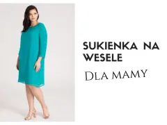 Elegancka turkusowa sukienka dla mamy panny młodej. Idealna na wesele, podkreśla sylwetkę.
