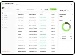 Interfaz de una app para hacer facturas gratis. Muestra una lista de facturas con clientes, fechas y estados.