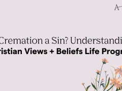 Is cremation a sin? This image explores Christian views and beliefs on the topic, with floral accents.