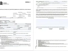 Contrato de trabajo de empleada de hogar. Se detalla información sobre la jornada, salario y condiciones. Pregunta implícita: cuanto cobra una empleada de hogar por 15 horas semanales.