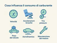 Se la tua macchina consuma troppo gasolio, controlla velocità, accelerazioni, pressione gomme, peso veicolo, aerodinamica e manutenzione motore.