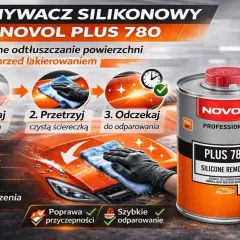 Zmywacz silikonowy NOVOL PLUS 780 to skuteczny sposób na odtłuszczenie powierzchni przed lakierowaniem, lepszy niż benzyna ekstrakcyjna.