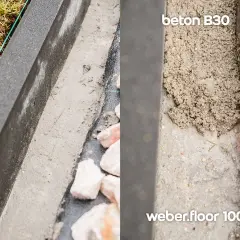 Porównanie: jaki beton pod obrzeża. Z lewej strony beton B30, z prawej weber.floor 1000.