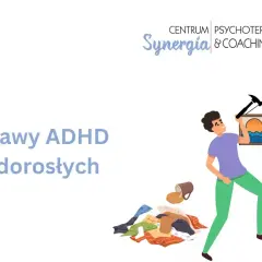 Objawy ADHD u dorosłych: bałagan, rozproszenie i próba powieszenia obrazka.