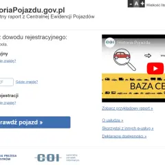 Formularz do wpisania numeru rejestracyjnego, VIN i daty pierwszej rejestracji pojazdu.
