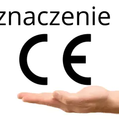 Oznaczenie CE na dłoni symbolizuje europejski certyfikat jakości i bezpieczeństwa produktów.